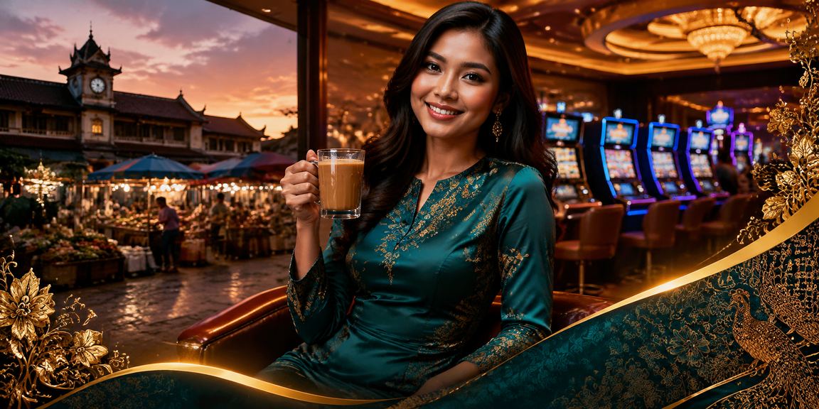 Ilustrasi proses deposit dalam talian Malaysia dengan tema batik di Kota Bharu