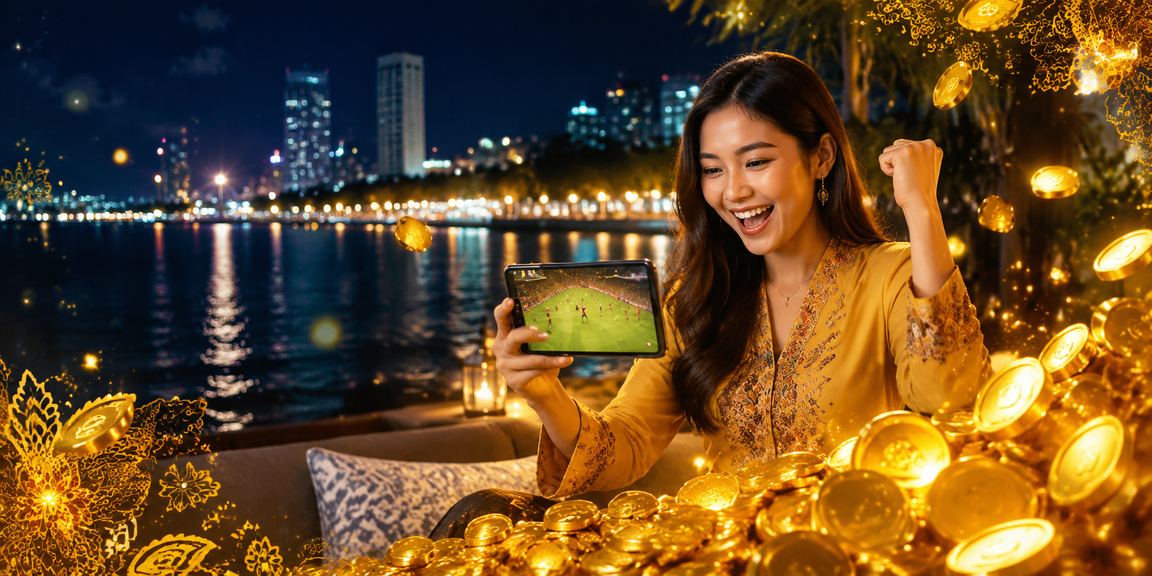 Pemain kasino mudah alih Malaysia di Pulau Pinang menggunakan telefon pintar dengan antara muka yang jelas